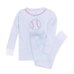 NEW MAGNOLIA BABY boy's tiny slugger applique long pajamas in blue